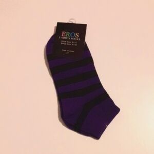 Striped Purple and Black Ankle Hosiery